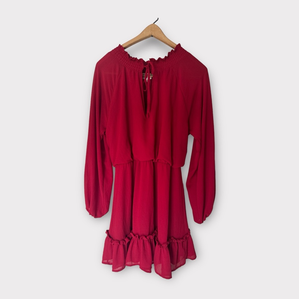 Dee Elly Women's Long‎ Sleeve Ruffle Blouson Dress Size S